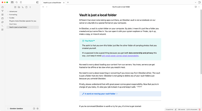 2025-09-22 13.47.38 Obsidian - Vault is just a local folder - Obsidian Sandbox - Obsidian v1.9.13
