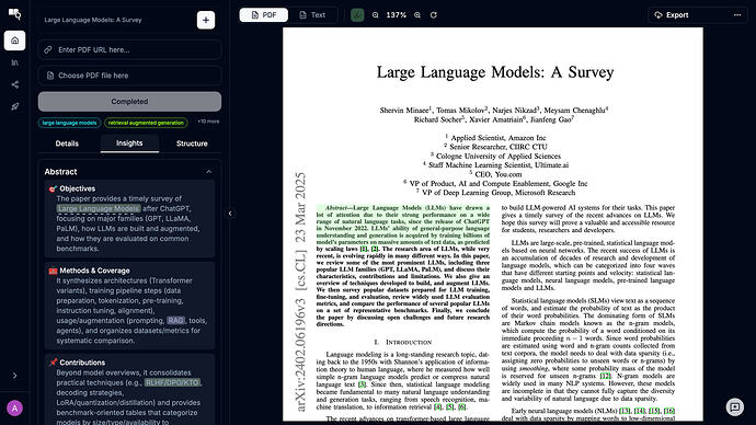 App interface to read papers