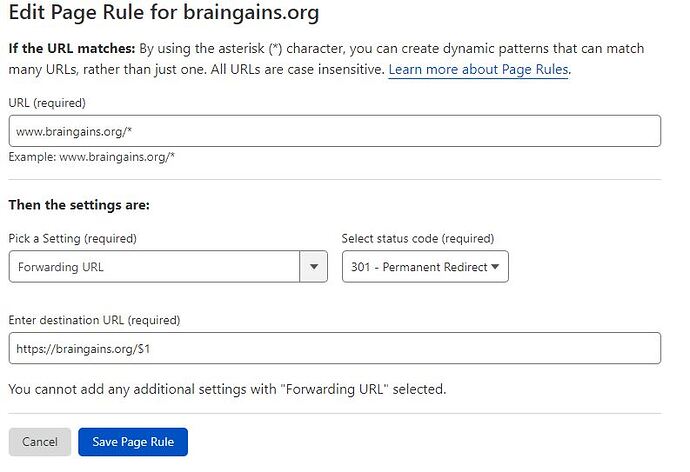 CloudFlare Page Rules