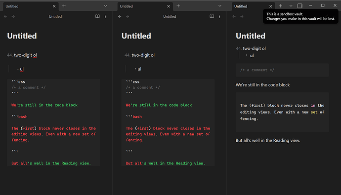 unending code block