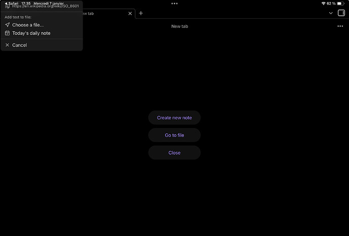 Share sheet - From Safari