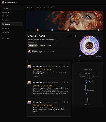 Community — Share your writing journey with others using the Radial Timeline