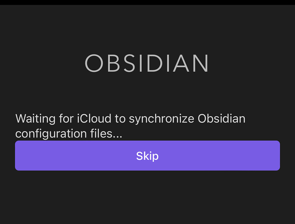 "Waiting For ICloud To Synchronise Obsidian Configuration Files ...