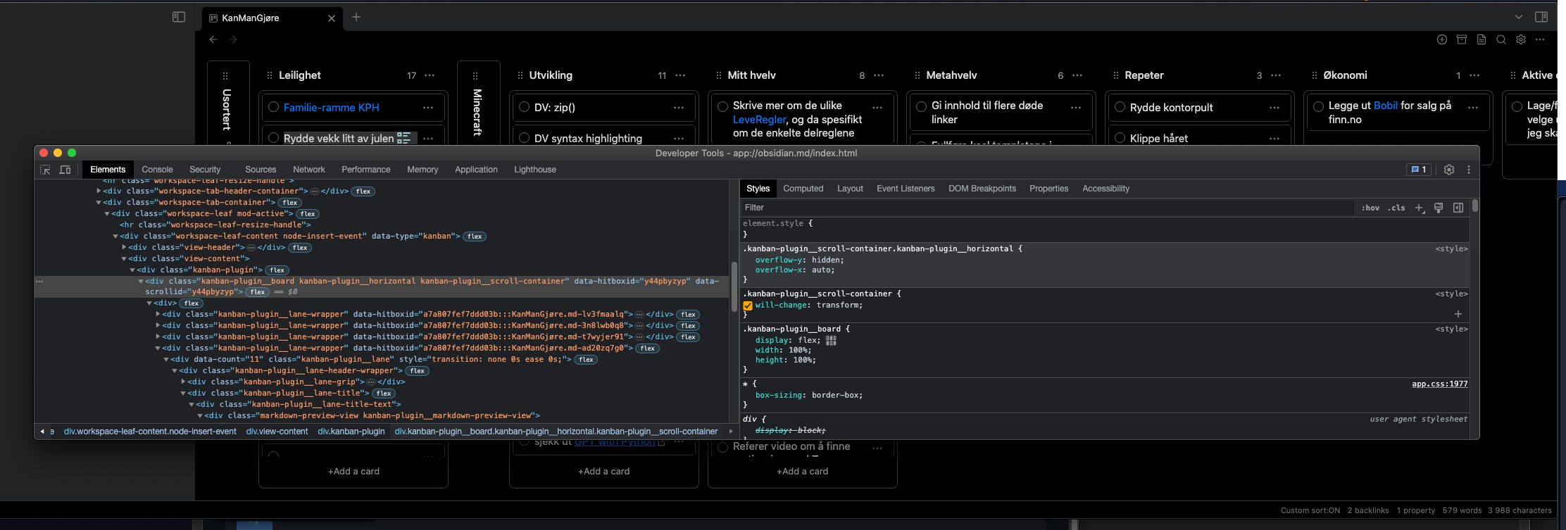 Add scrollbars to a large KanBan board - Custom CSS & Theme Design ...