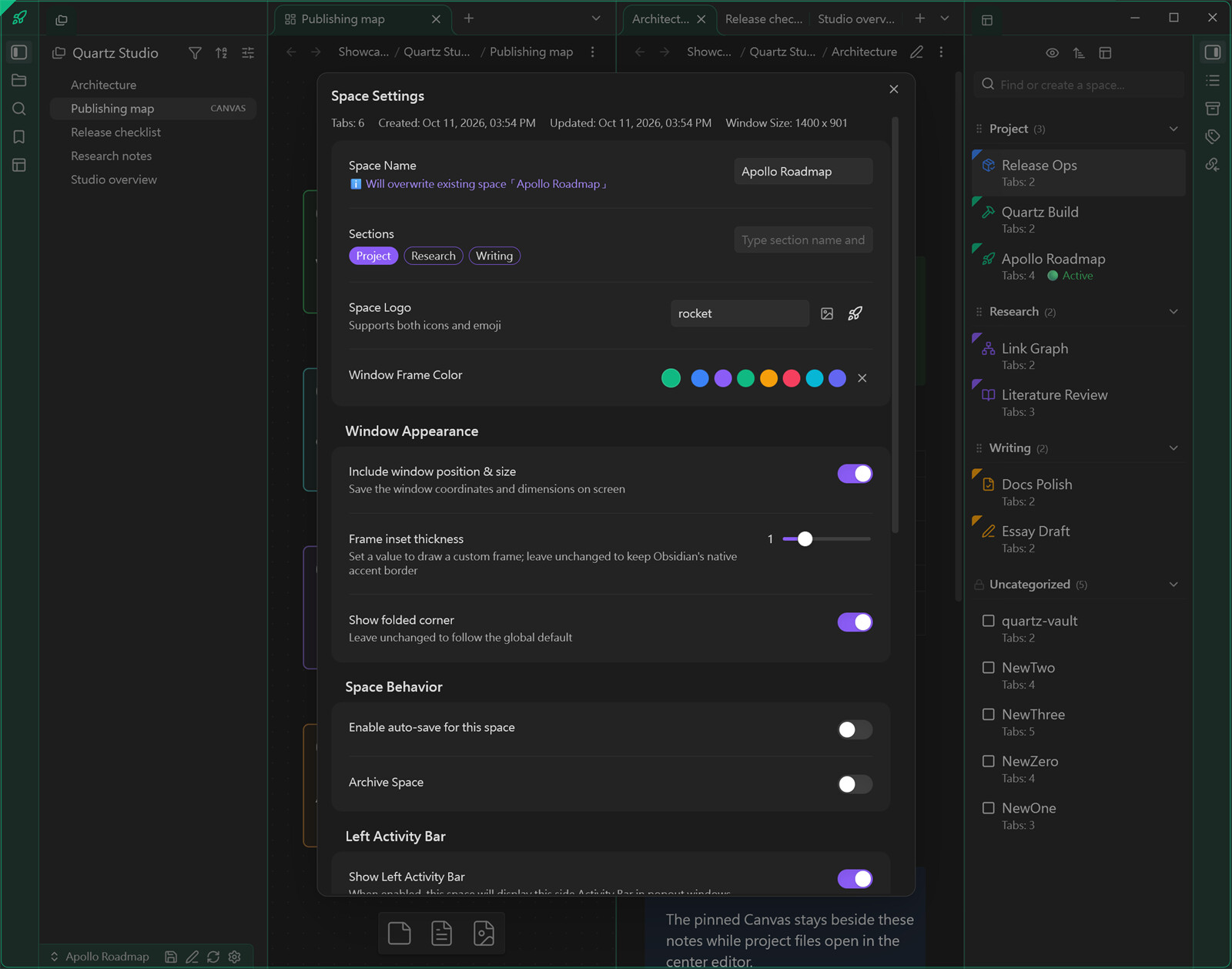 Window Spaces: sidebars and saved layouts for your popout windows ...