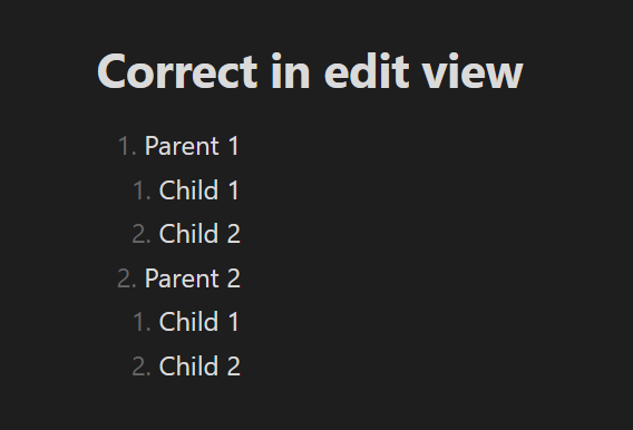 Incorrect indentation of 2-spaced sub list items in Reading View - Help ...