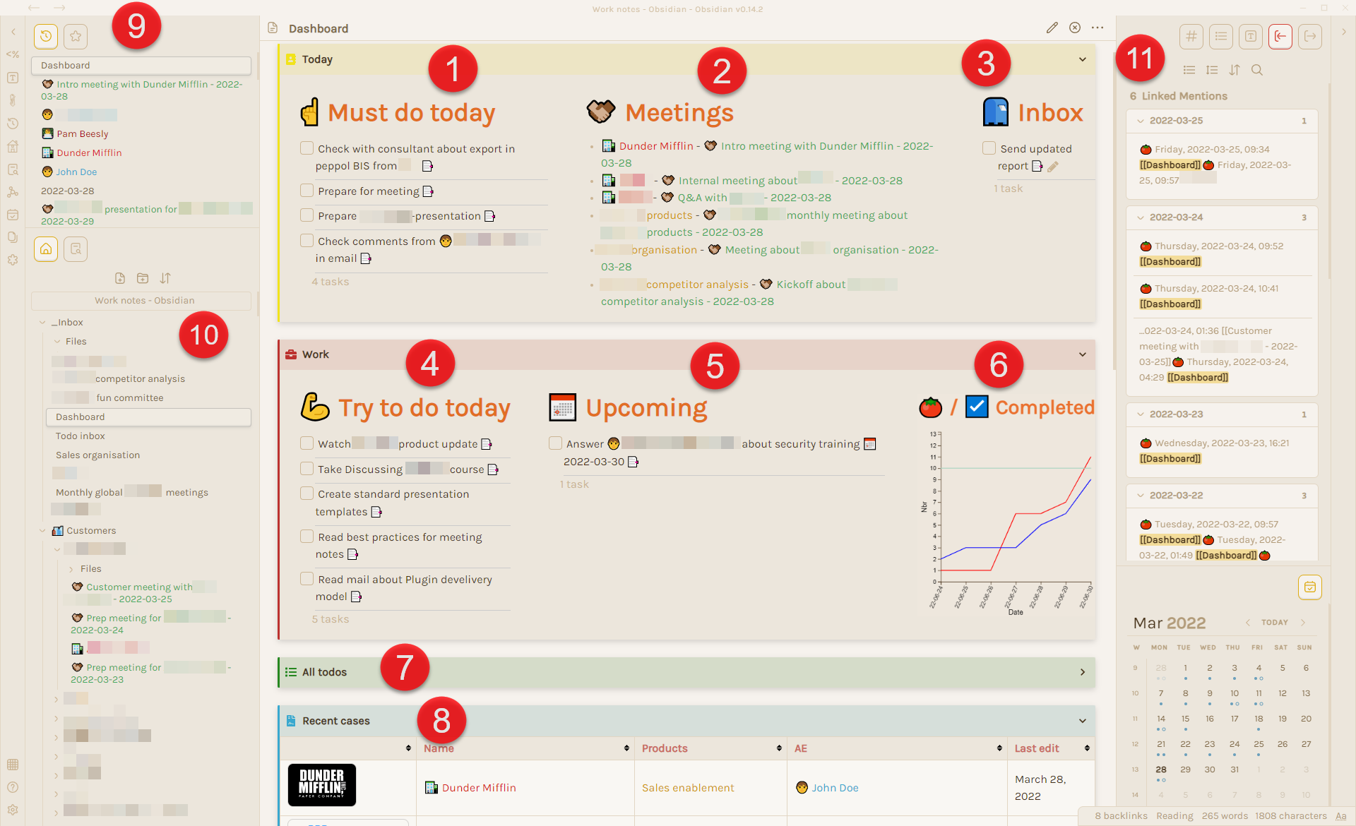 Dashboard and workflow for Obsidian at work (sales) Share showcase