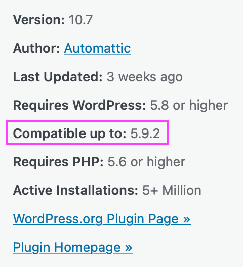 wordpress plugins compatibility statement