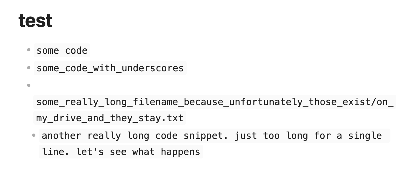 Bad Line Wrap for Indented Single Code Lines in List - Bug reports ...
