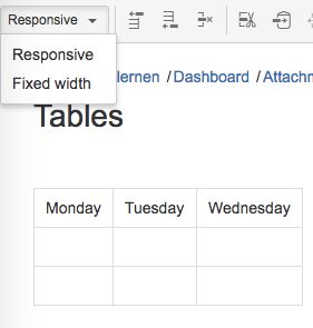 table width options