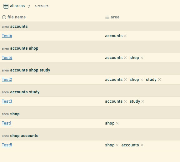 Obsidian bases grouping