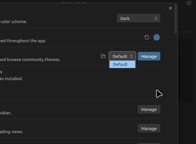 other obsidan drop down menu