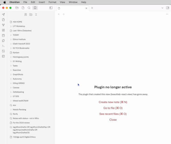Obsidian Bookmarks bug - collapse, then vanish