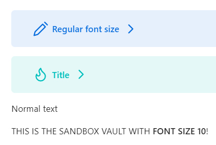 the sandbox vault with centered text and icons