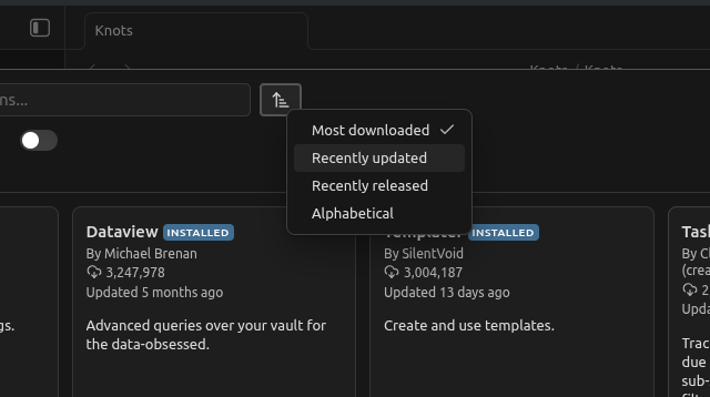 obsidan drop down menu