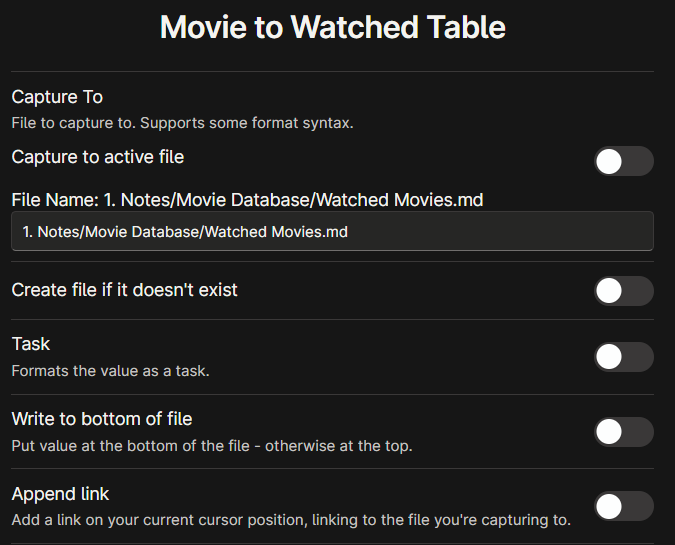 QuickAdd Movie to Watched Table