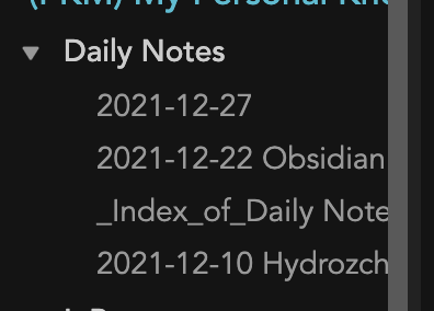 Index of Daily Notes
